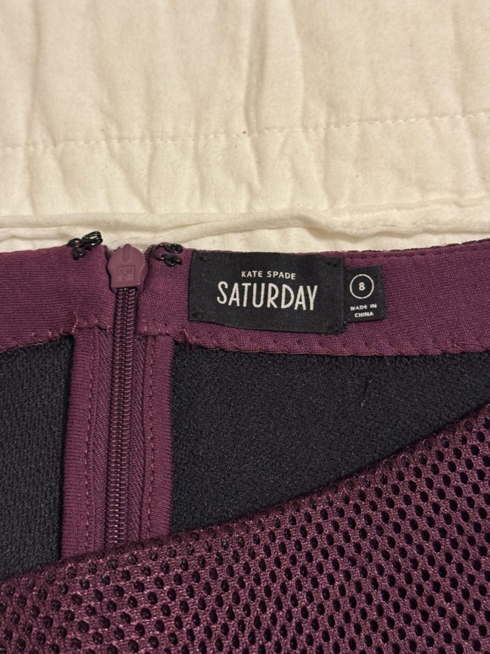 Saturday Kate Spade Plum Scuba Mesh Neoprene Circle Skater Skirt Size 8 - Picture 4 of 9